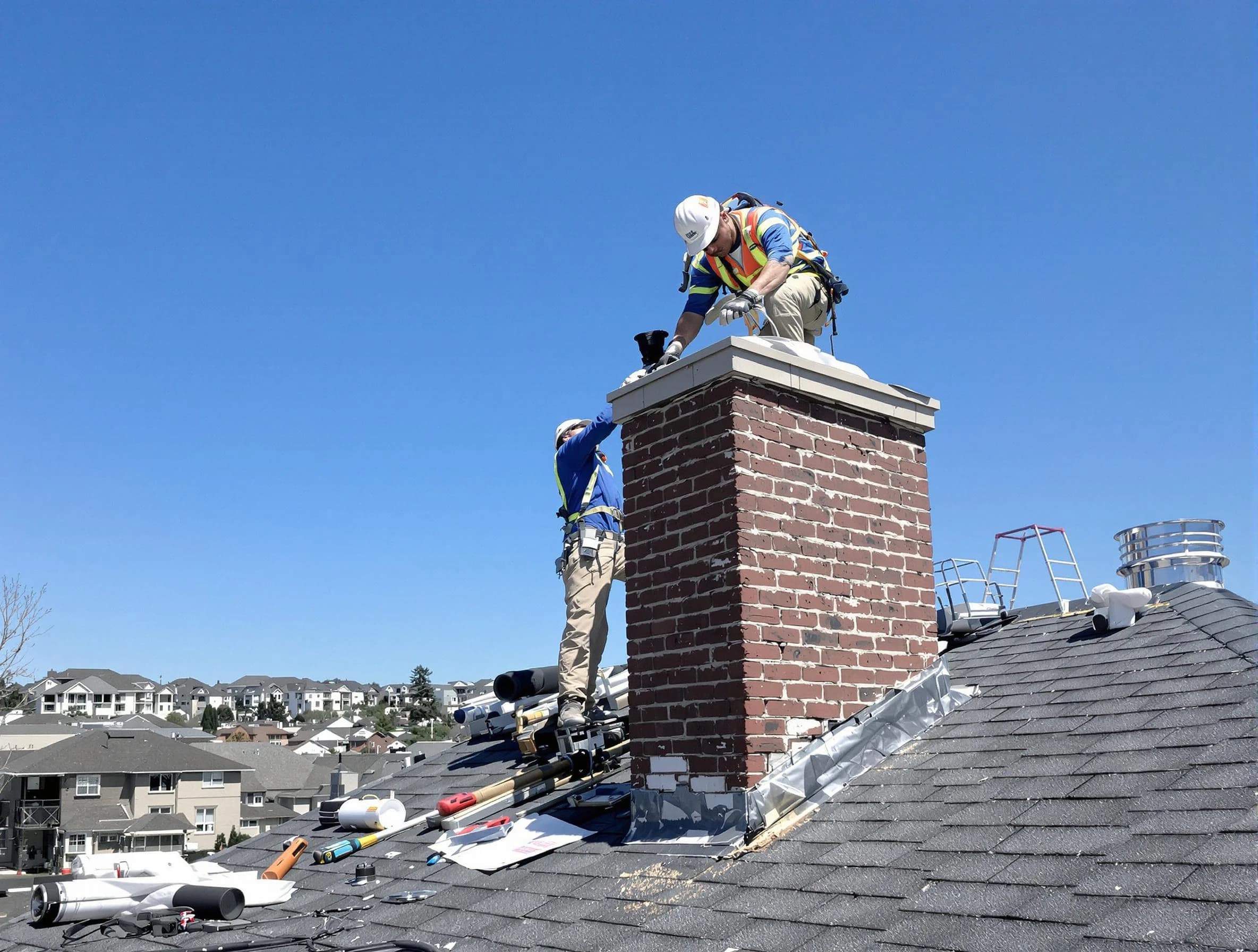 Scottsdale Chimney Sweep repairing a chimney crown in Scottsdale, AZ