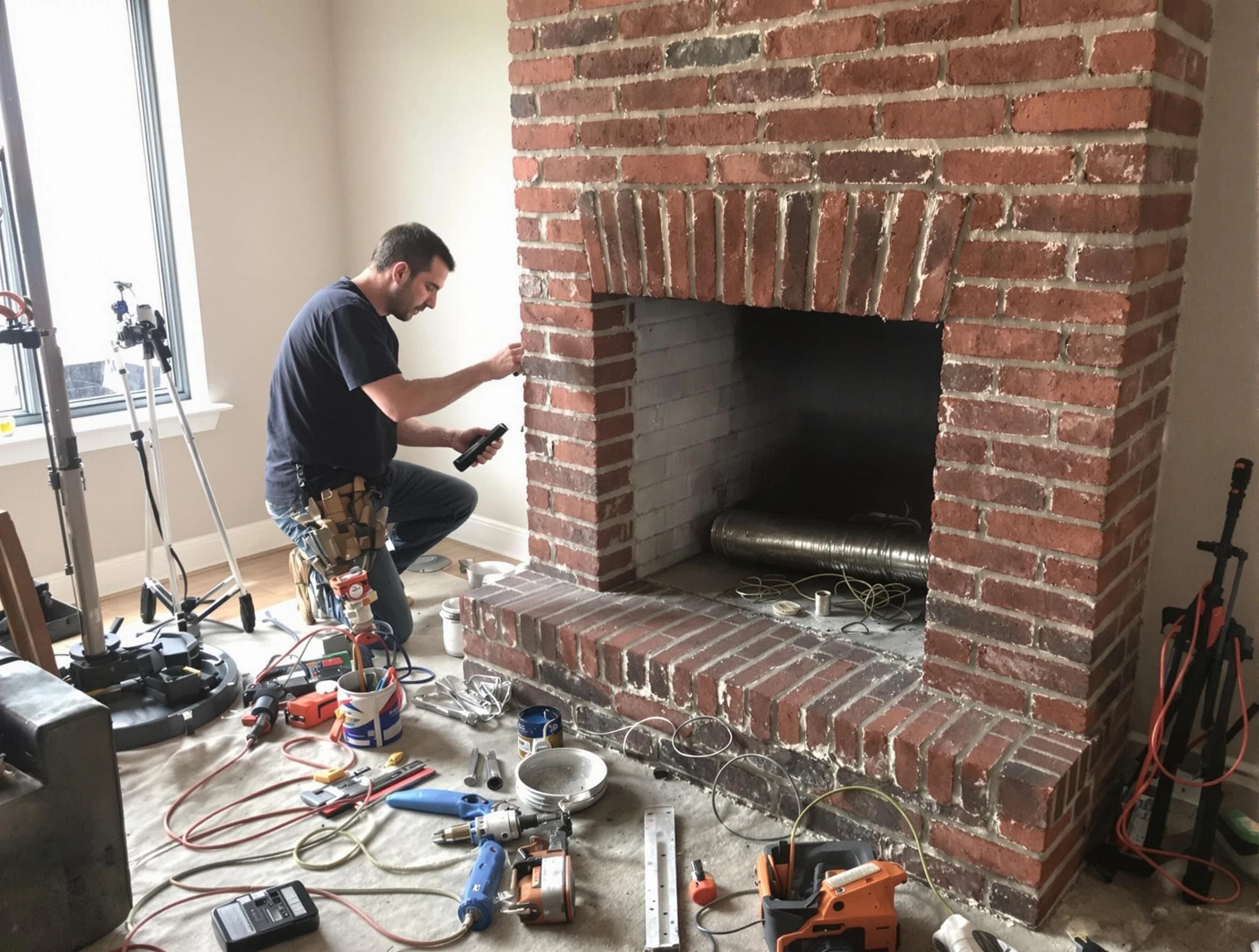 Scottsdale Chimney Sweep specialist finalizing chimney liner service in Scottsdale, AZ