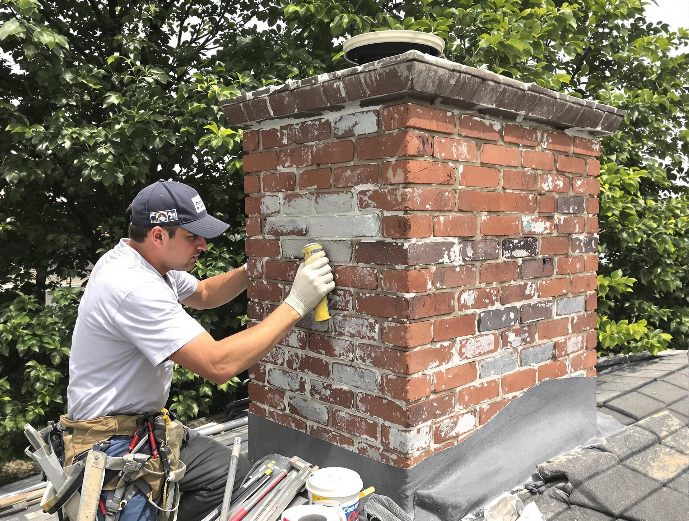 Scottsdale Chimney Sweep restoring an aging chimney in Scottsdale, AZ