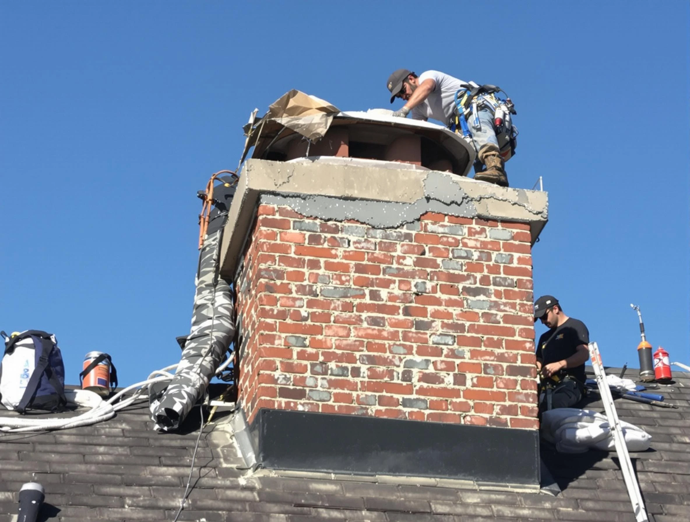Scottsdale Chimney Sweep installing a custom chimney crown in Scottsdale, AZ