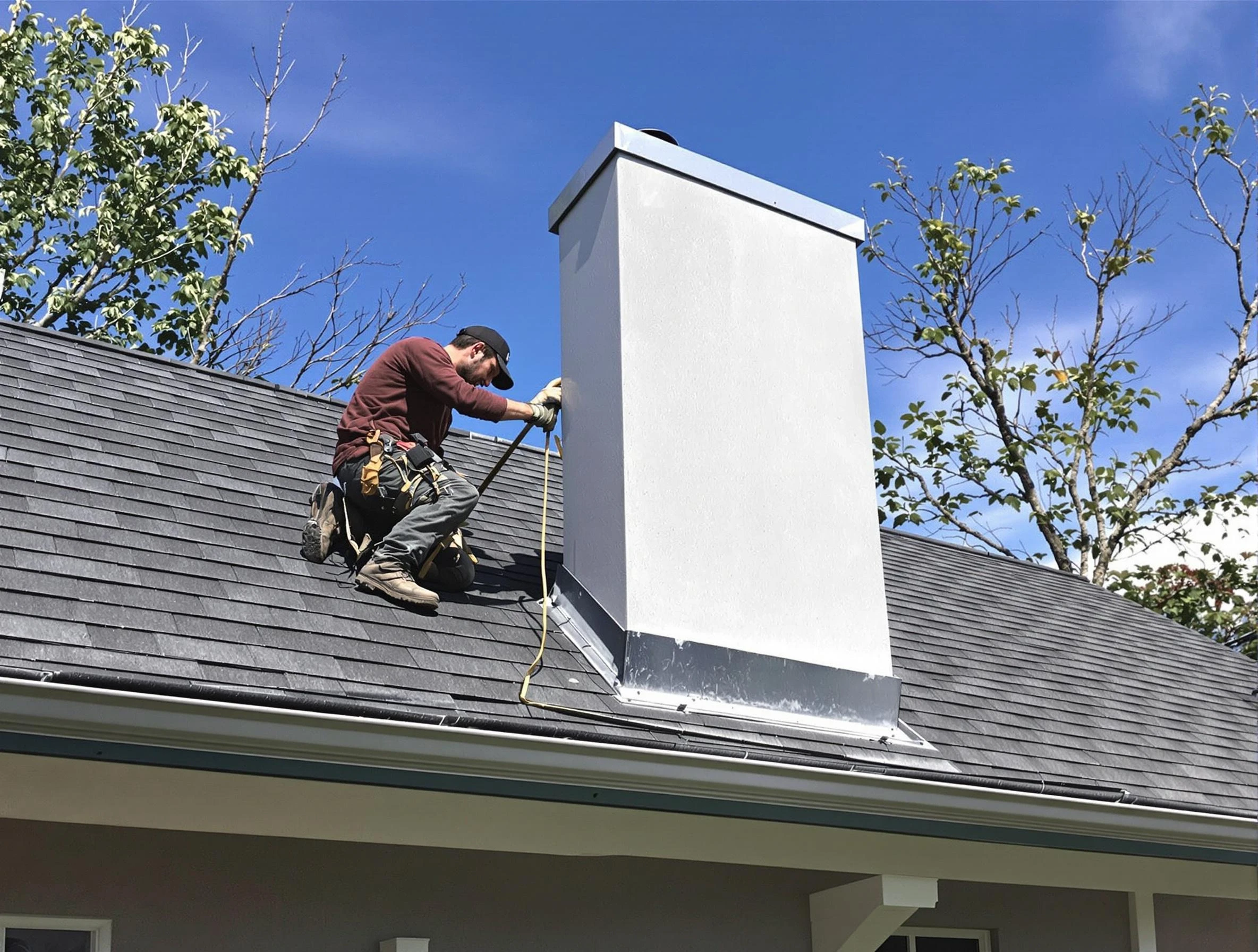 Scottsdale Chimney Sweep team member finishing chimney construction in Scottsdale, AZ