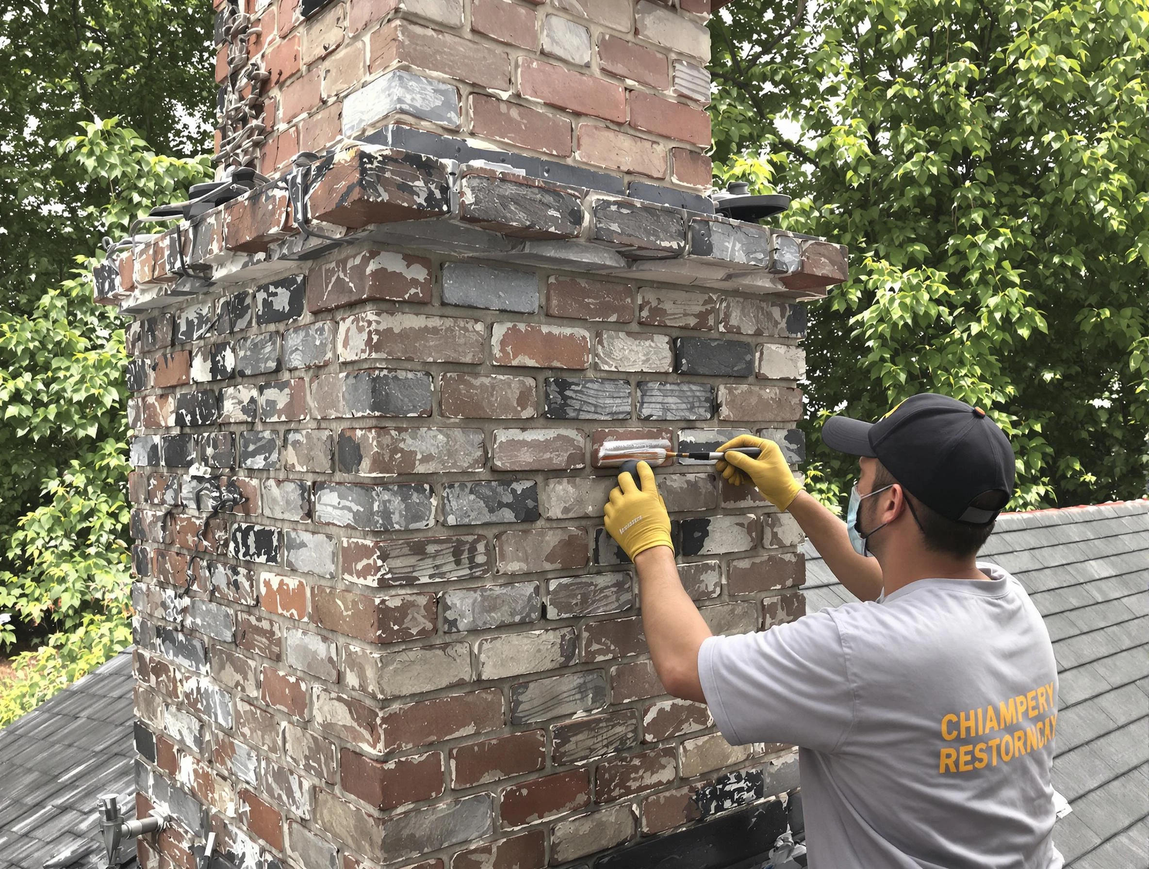 In-progress chimney restoration by Scottsdale Chimney Sweep in Scottsdale, AZ