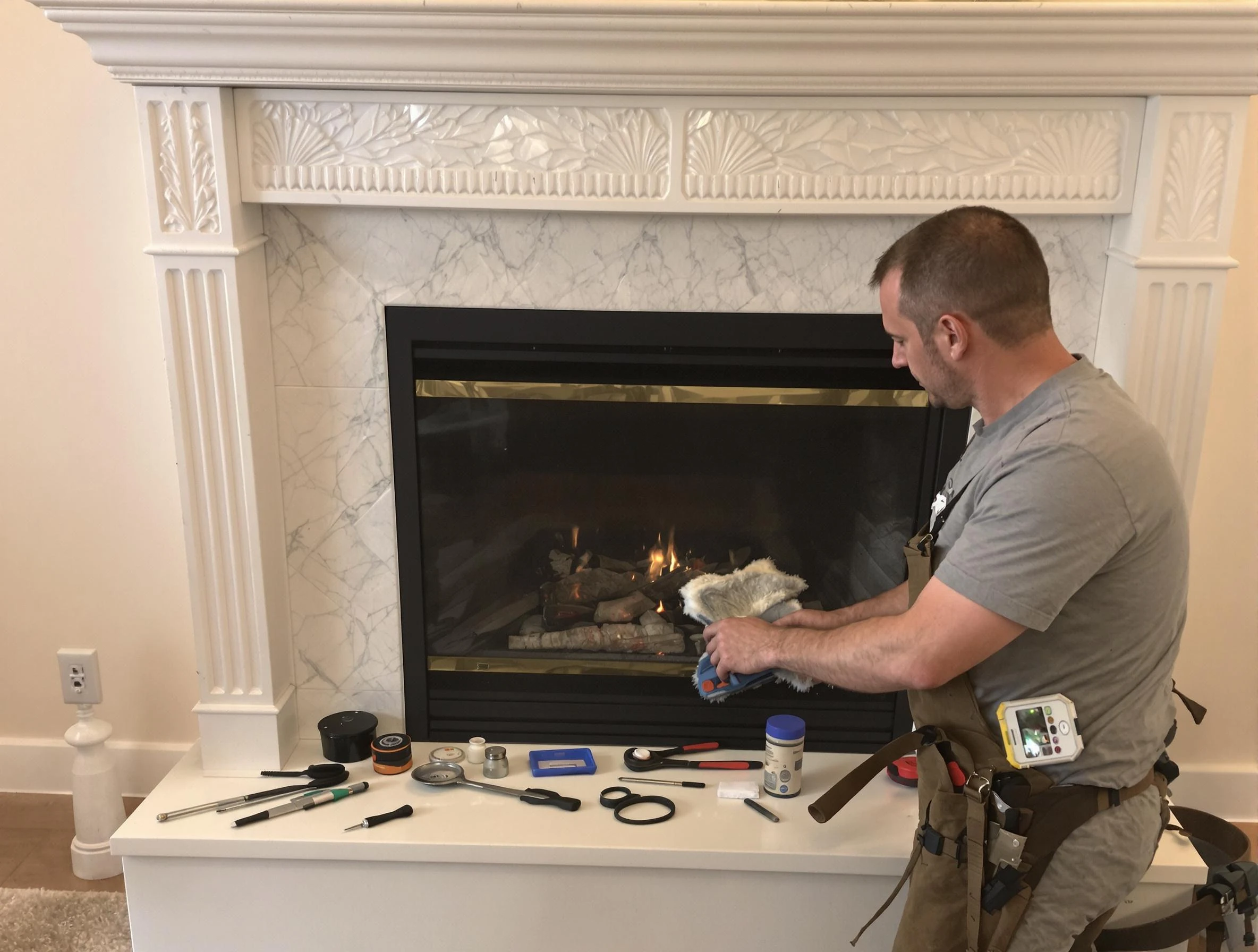 Scottsdale Chimney Sweep performing fireplace maintenance in Scottsdale, AZ